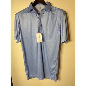 Collars & Co. XL Tall Blue Houndstooth Polo Shirt With Firm Collar Moisture-Wick